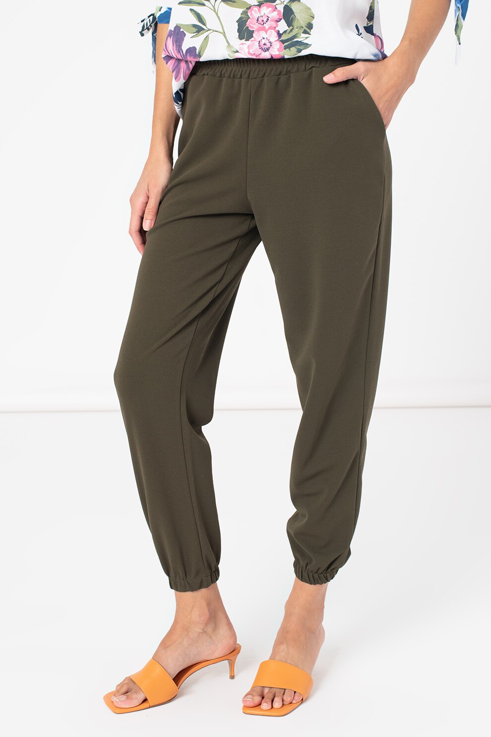 Haily's, Pantaloni de jerseu cu buzunare laterale Emma, Verde militar