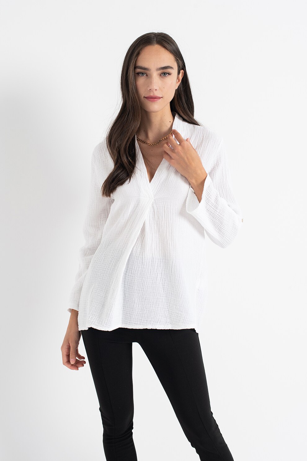 Haily's, Bluza texturata cu decolteu in V Annilie, Alb