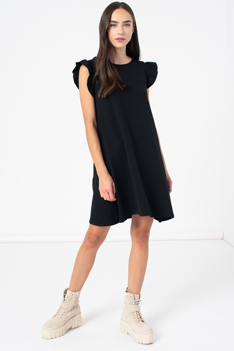 Haily's, Rochie de jerseu cu maneci evazate Polly, Negru