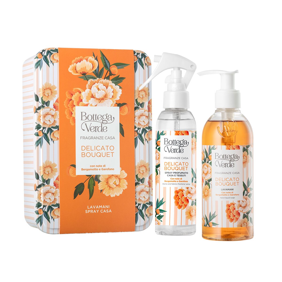 Set cadou casa cu note de bergamota si garoafe - Delicato Bouquet, 150 ML, 250 ML, Bottega Verde