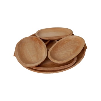 Set 1 platou servire si 6 farfurii, Lemn de Arin, Traditional, 36 cm, 22.5x13.5 cm Set 1 platou servire si 6 farfurii, Lemn de Arin, Traditional, 36 cm, 22.5x13.5 cm