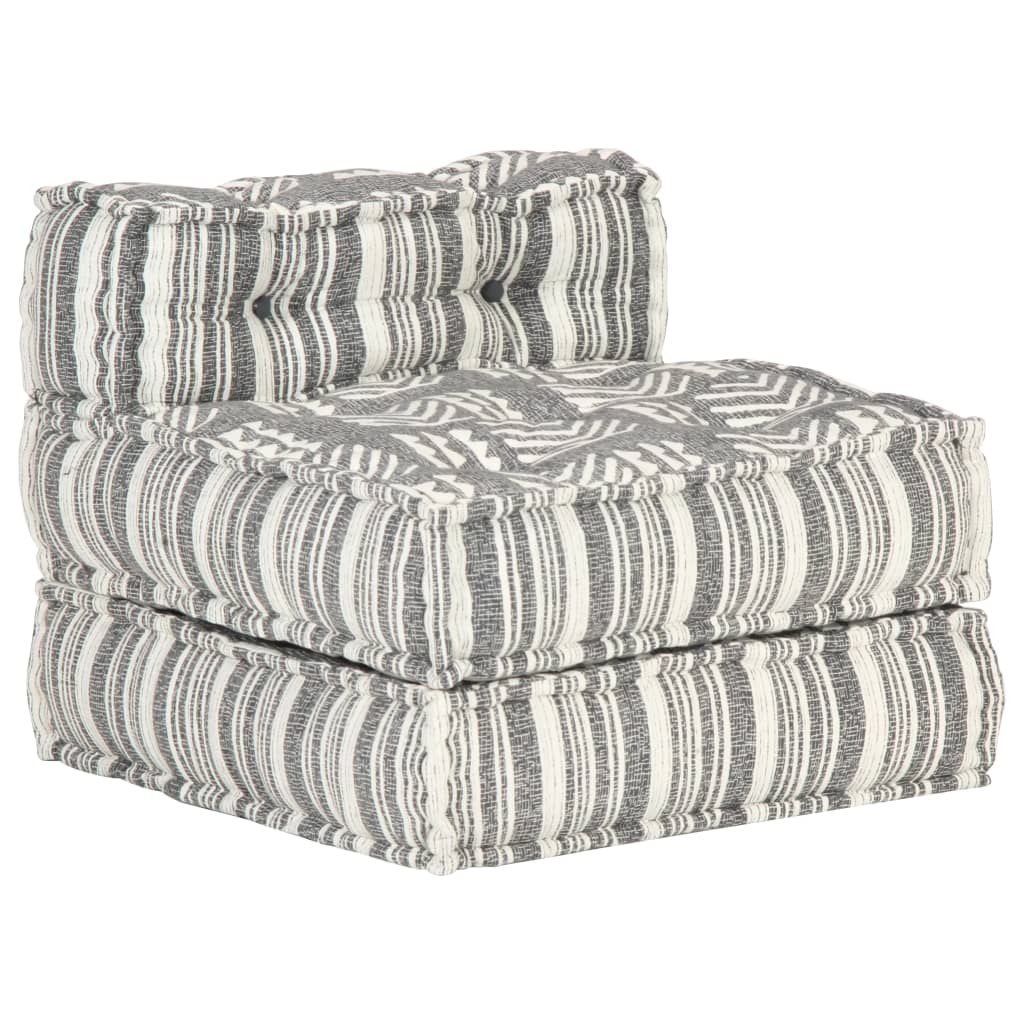 VidaXL Fotoliu puf modular, gri cu dungi, material textil