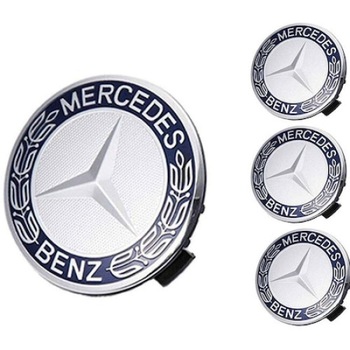 Set 4 capacele roti 75mm,culoare argintiu si bleumarin, pentru jante aliaj Mercedes Benz Set 4 capacele roti 75mm,culoare argintiu si bleumarin, pentru jante aliaj Mercedes Benz