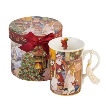 Cana din portelan cu cutie pentru Craciun, 955301, 300ml Cana din portelan cu cutie pentru Craciun, 955301, 300ml
