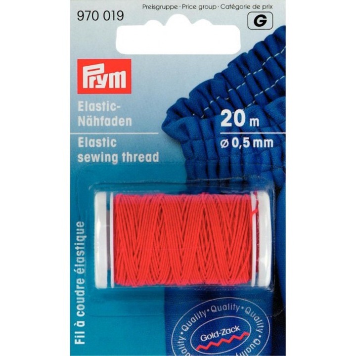 Fir elastic de cusut, tricotat, rosu, 0,5 mm grosime, 20 m lungime, Prym