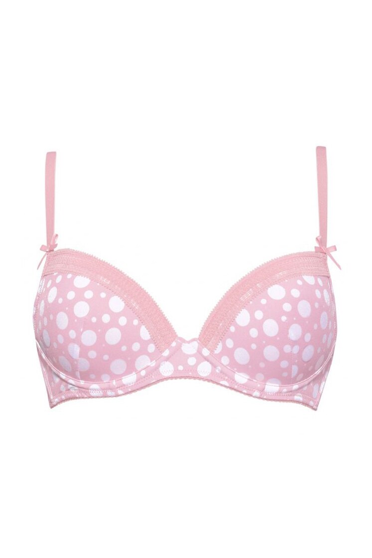 Sutien cu burete subtire si sustinere din microfibra , Intimamoda Pois 6932, Roz/Alb