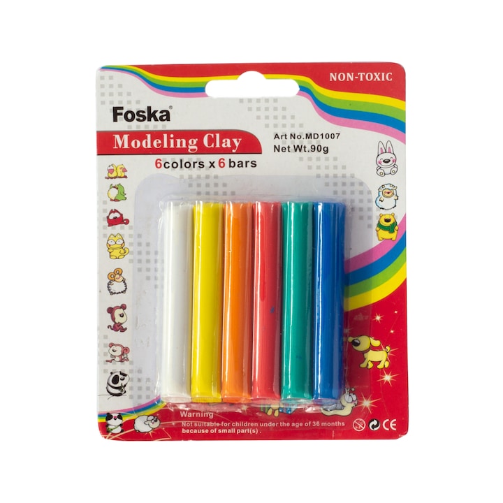 Пластилин Foska, 90 g, 6 Цвята