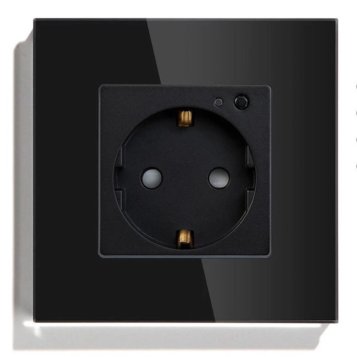 Smart контакт, WiFi, 16A, стъклен,черен