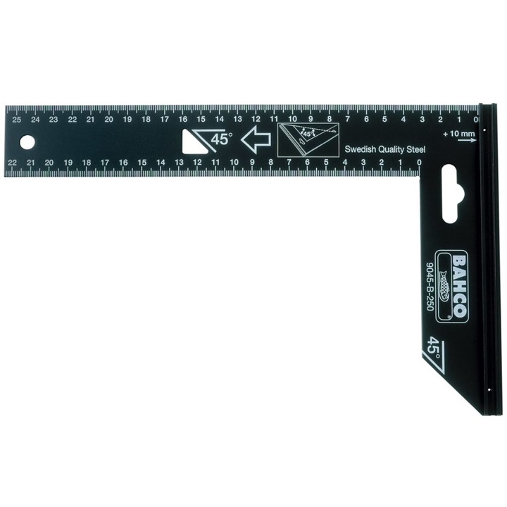 Dulgher unghi drept, Bahco, Negru, 250 mm