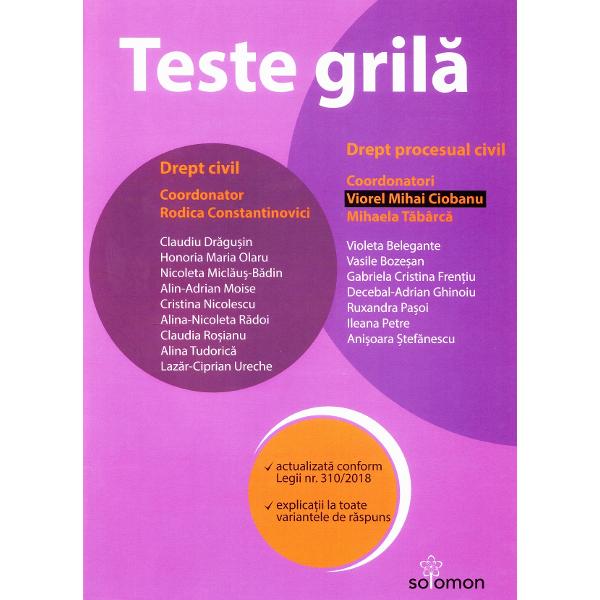 Teste grila. Drept civil. Drept procesual civil 2019 - Viorel M. Ciobanu, M. Tabarca