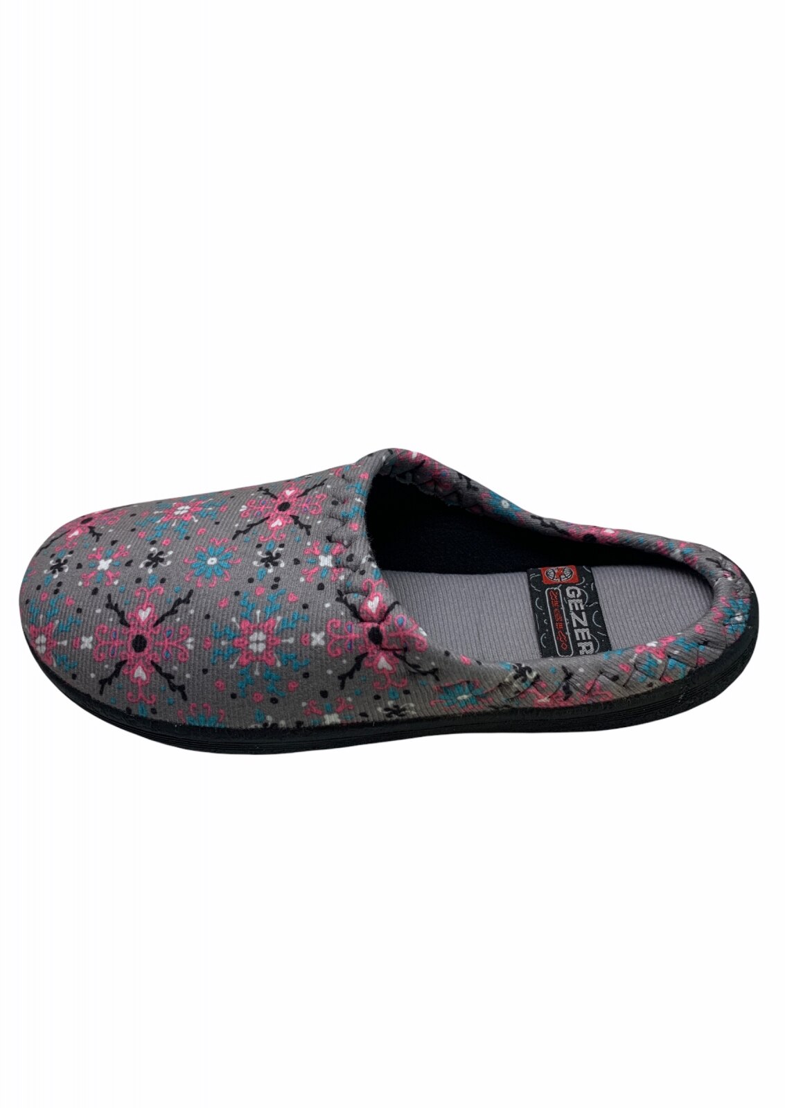Papuci de casa pentru dama, multicolori, material textil, imprimeu abstract