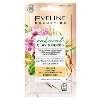 Masca de fata, Eveline Cosmetics, Natural Clay & Herbs, Smoothing & Detoxifying, 8 ml Masca de fata, Eveline Cosmetics, Natural Clay & Herbs, Smoothing & Detoxifying, 8 ml