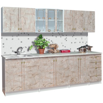 Set bucatarie Karina 2.6, 260x60x210cm, marmura Set bucatarie Karina 2.6, 260x60x210cm, marmura