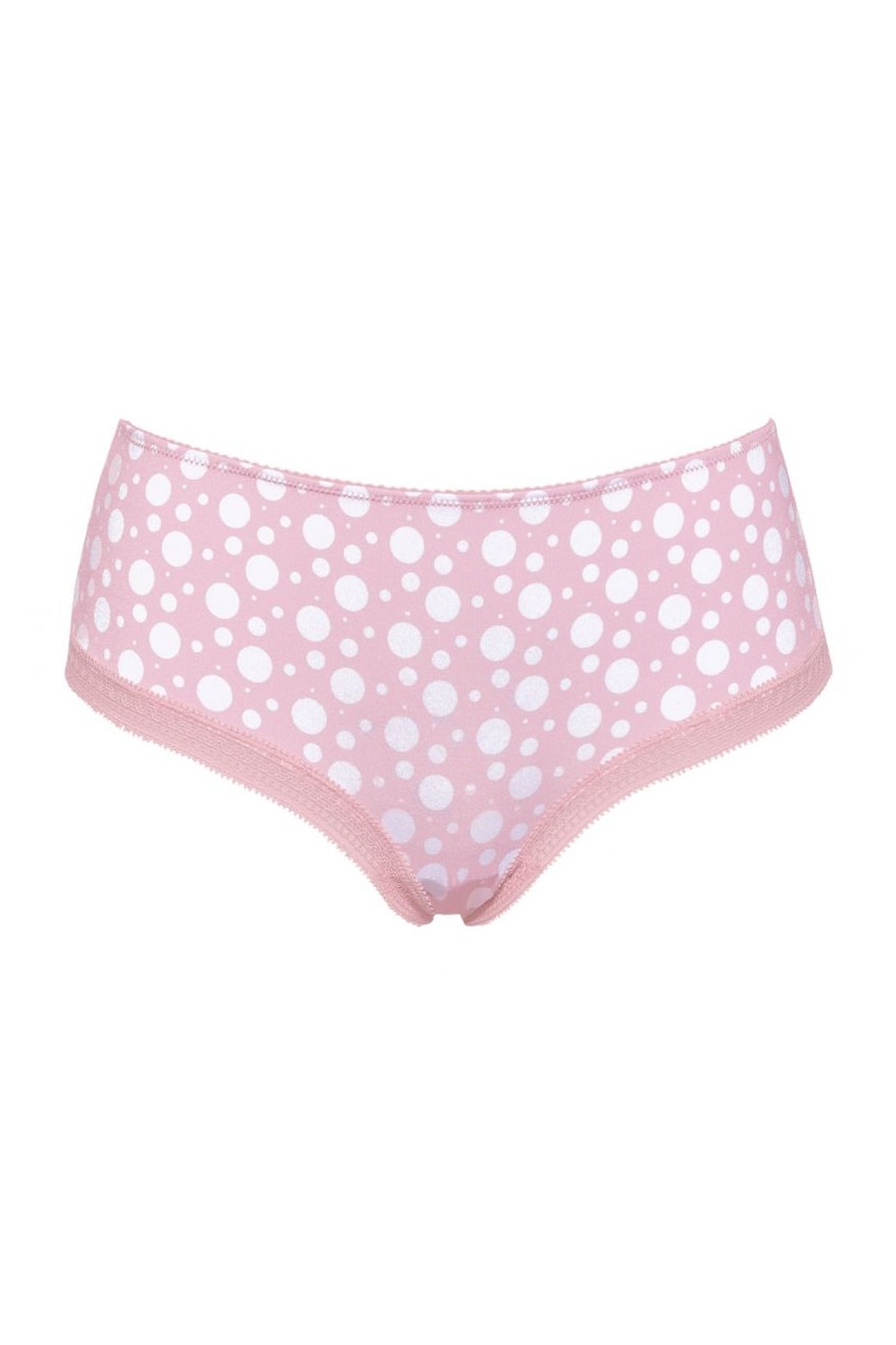 Chiloti din microfibra, model coulotte cu buline, Intimamoda Pois6939, Roz/Alb