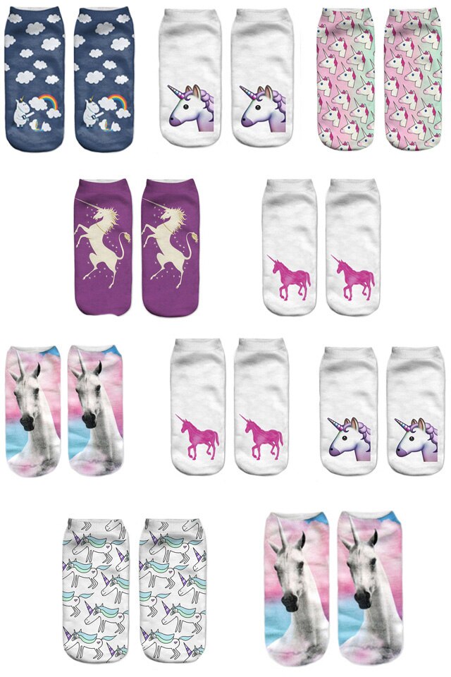 Set 10 sosete imprimate unicorn dama, multicolor marime universala