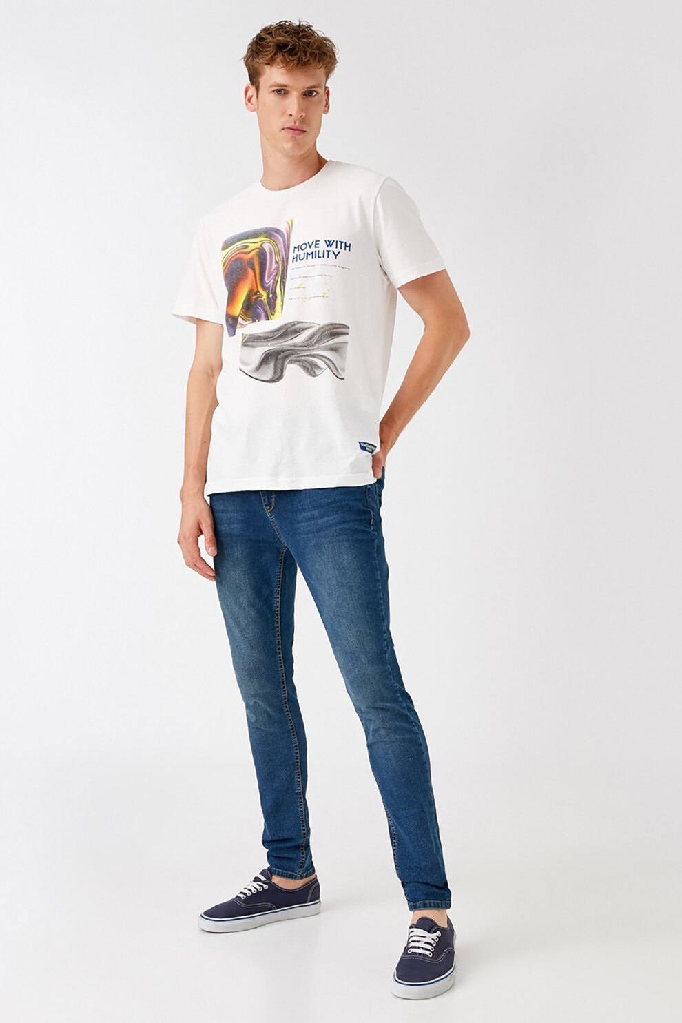 KOTON, Blugi skinny cu talie joasa Micheal, Albastru inchis