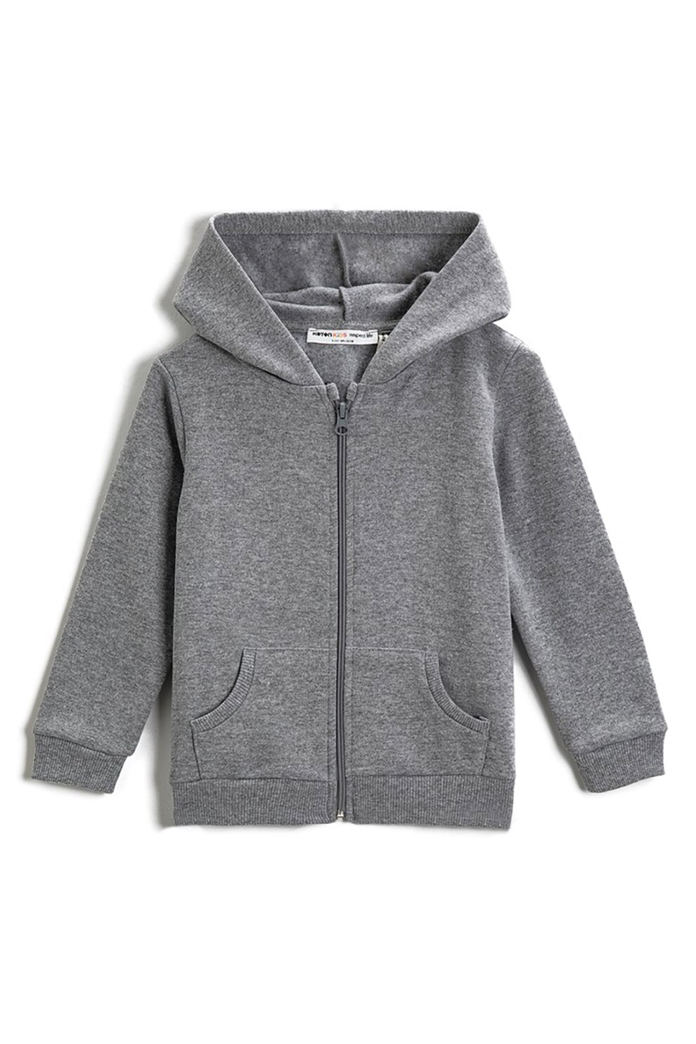 KOTON, Hanorac cu fermoar si buzunare frontale, 110-116 CM, Gri inchis melange