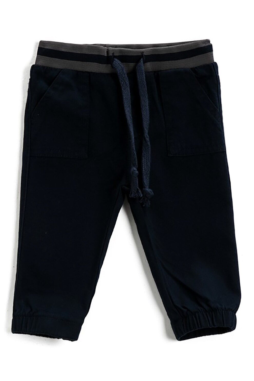 KOTON, Pantaloni jogger cu buzunare frontale si snur de ajustare, Bleumarin inchis