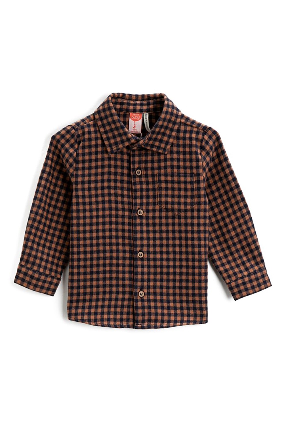 KOTON, Camasa in carouri cu buzunar pe piept, Oranj/Negru