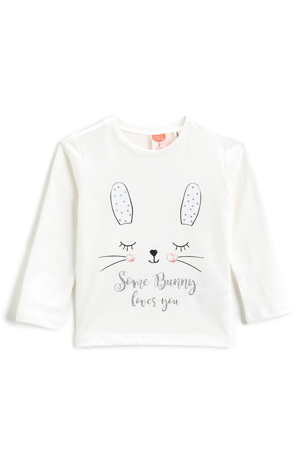 KOTON, Bluza de bumbac cu iepure imprimat, Alb/Negru