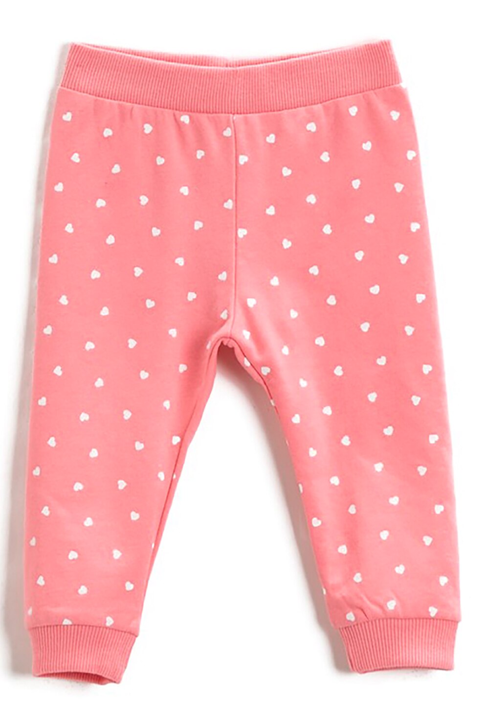 KOTON, Pantaloni sport cu inimi mici, Roz/Alb