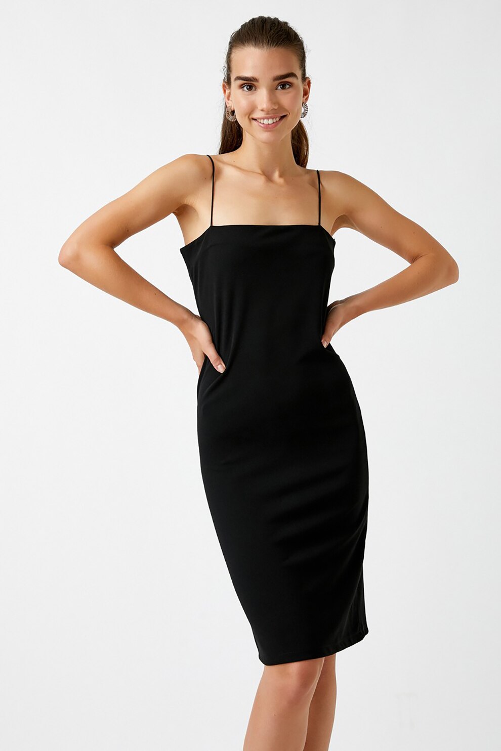 KOTON, Rochie mini cu decolteu patrat, Negru