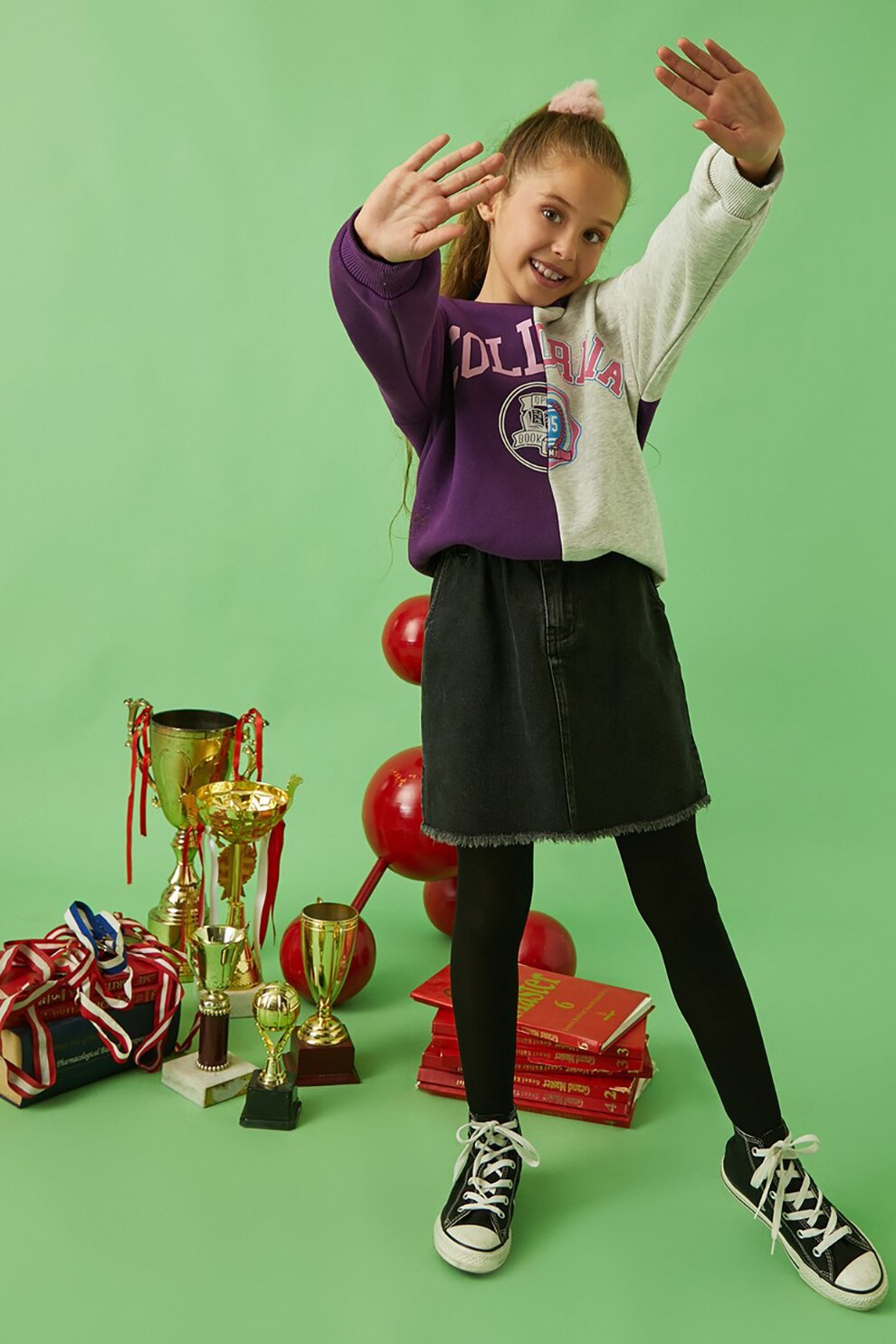 KOTON, Fusta mini de denim cu terminatie franjurata, Negru