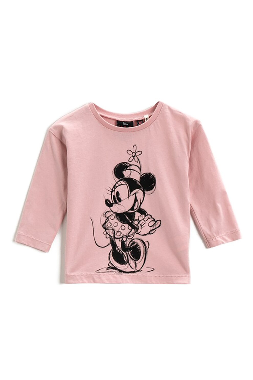 KOTON, Bluza de bumbac cu Minnie Mouse, Roz prafuit/ Negru, 68-74 CM