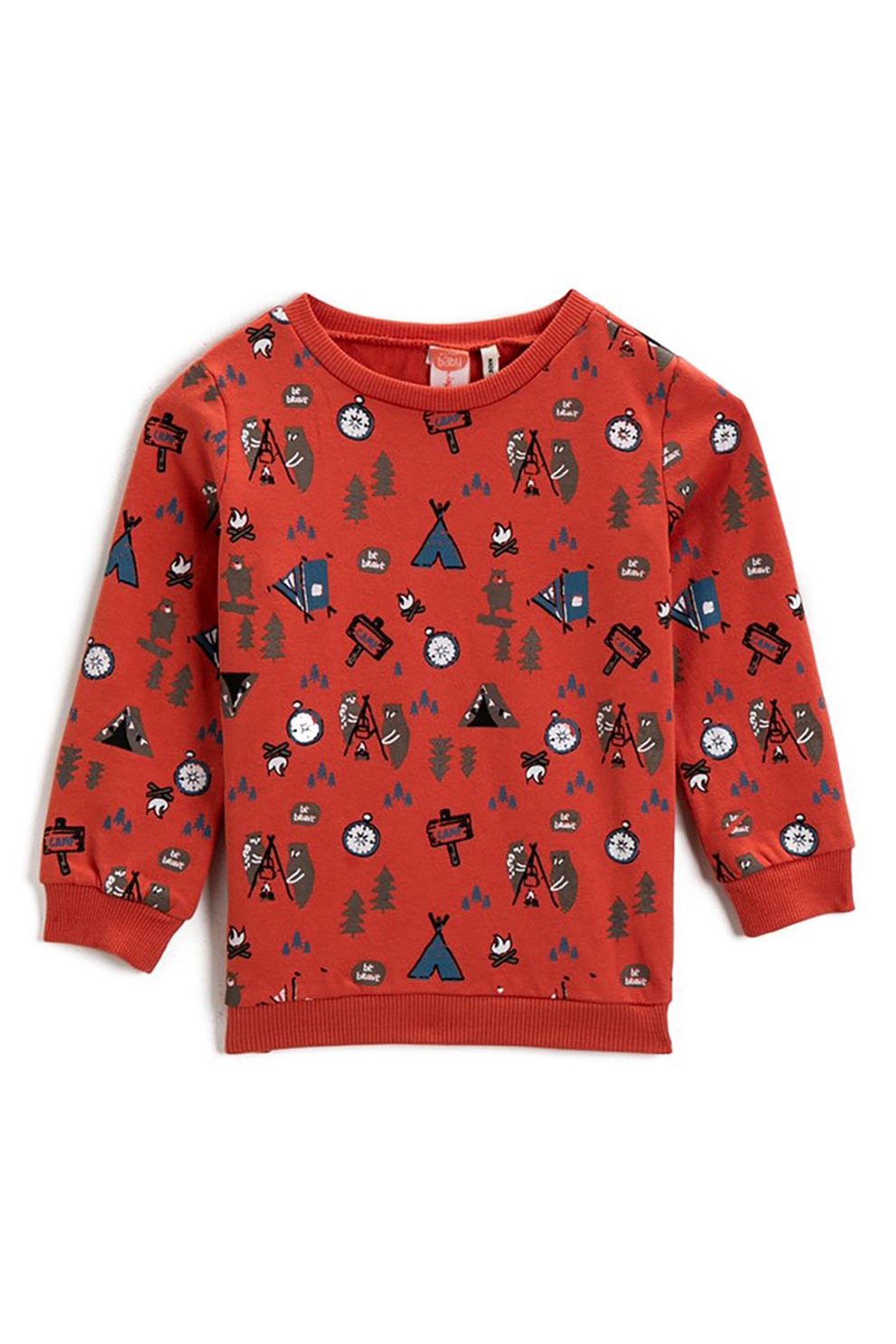 KOTON, Bluza sport cu imprimeu, Rosu caramiziu/Gri carbune/Alb