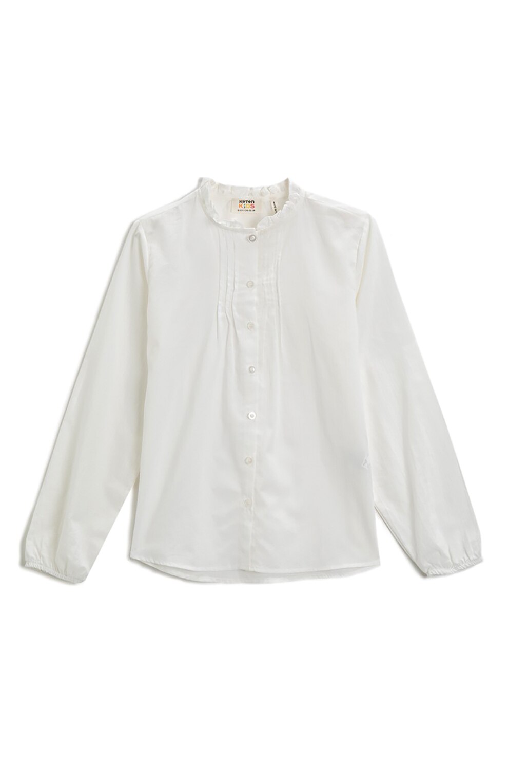 KOTON, Camasa cu maneci lungi si insertii cu volane, Alb prafuit