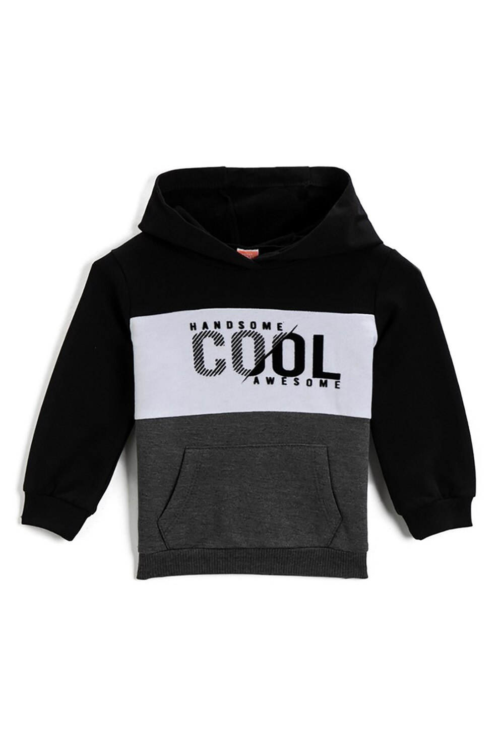 KOTON, Hanorac cu buzunar kangaroo, 80-86 CM, Negru/Gri