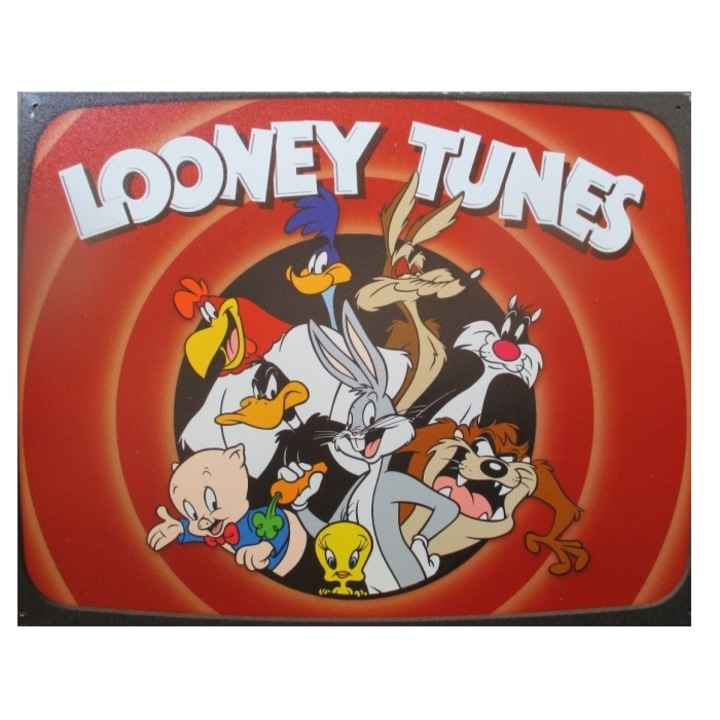 Метална плоча, Looney tunes, 41X32см, Червен