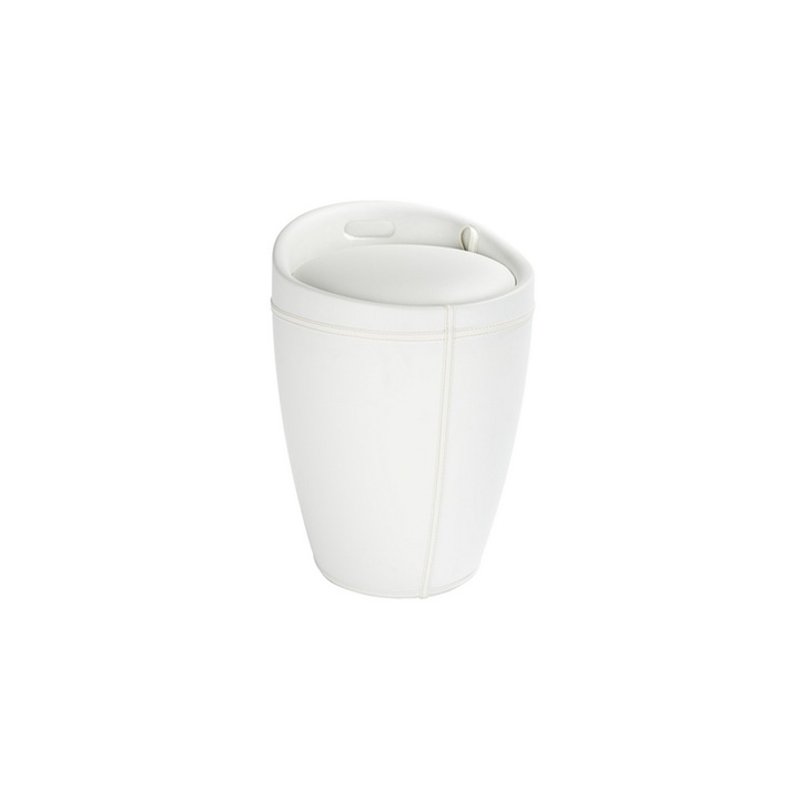 Cos de rufe taburet cu aspect de piele, Wenko Candy, Alb