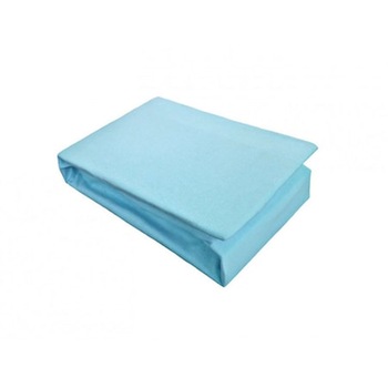 Husa de pat cu elastic din bumbac 100%, Pucioasa, 140x200 cm, Bleu Husa de pat cu elastic din bumbac 100%, Pucioasa, 140x200 cm, Bleu