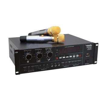 Amplificator Audio cu Bluetooth si Functie Radio FM, Afisaj LED MP3, Alimentare 220V, 2X280W, Ventilator, 4 ohm, Culoare Negru Amplificator Audio cu Bluetooth si Functie Radio FM, Afisaj LED MP3, Alimentare 220V, 2X280W, Ventilator, 4 ohm, Culoare Negru