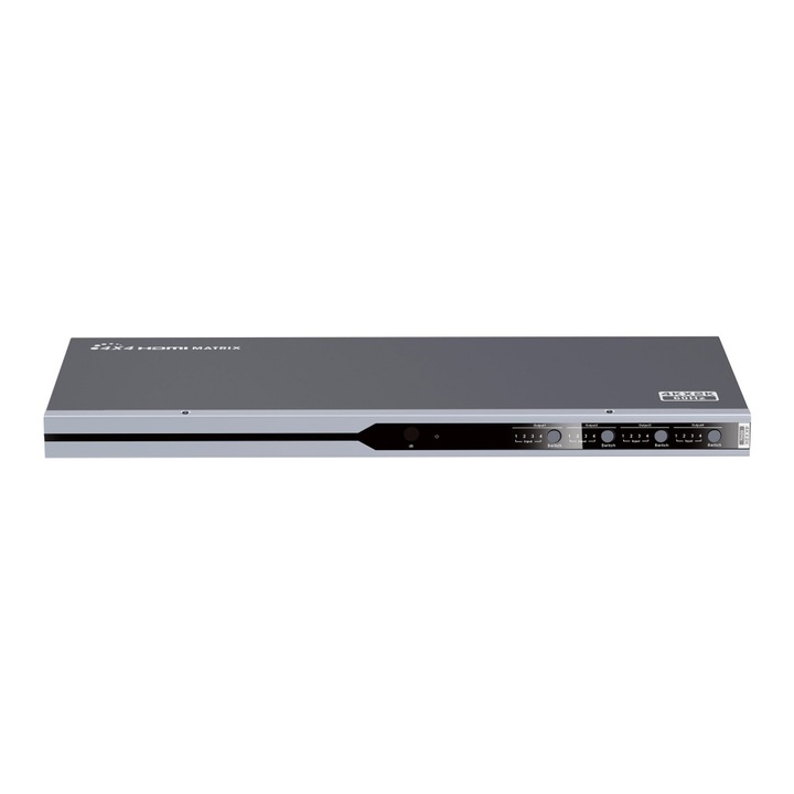 Активна HDMI матрица, включено захранване, 4 x 4 порта, 4 входа - 4 изхода, 4K, TECHLY, черен, IDATA HDMI2-MX414