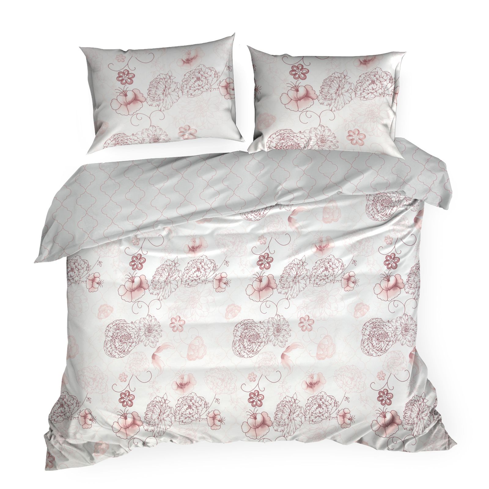 Lenjerie de pat din bumbac, Eurofirany CLASS 160x200 bordo roz flori pentru maroc, Multicolor1