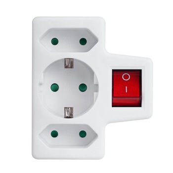Priza tripla cu intrerupator On/Off, Maclean MCE215, alb Priza tripla cu intrerupator On/Off, Maclean MCE215, alb
