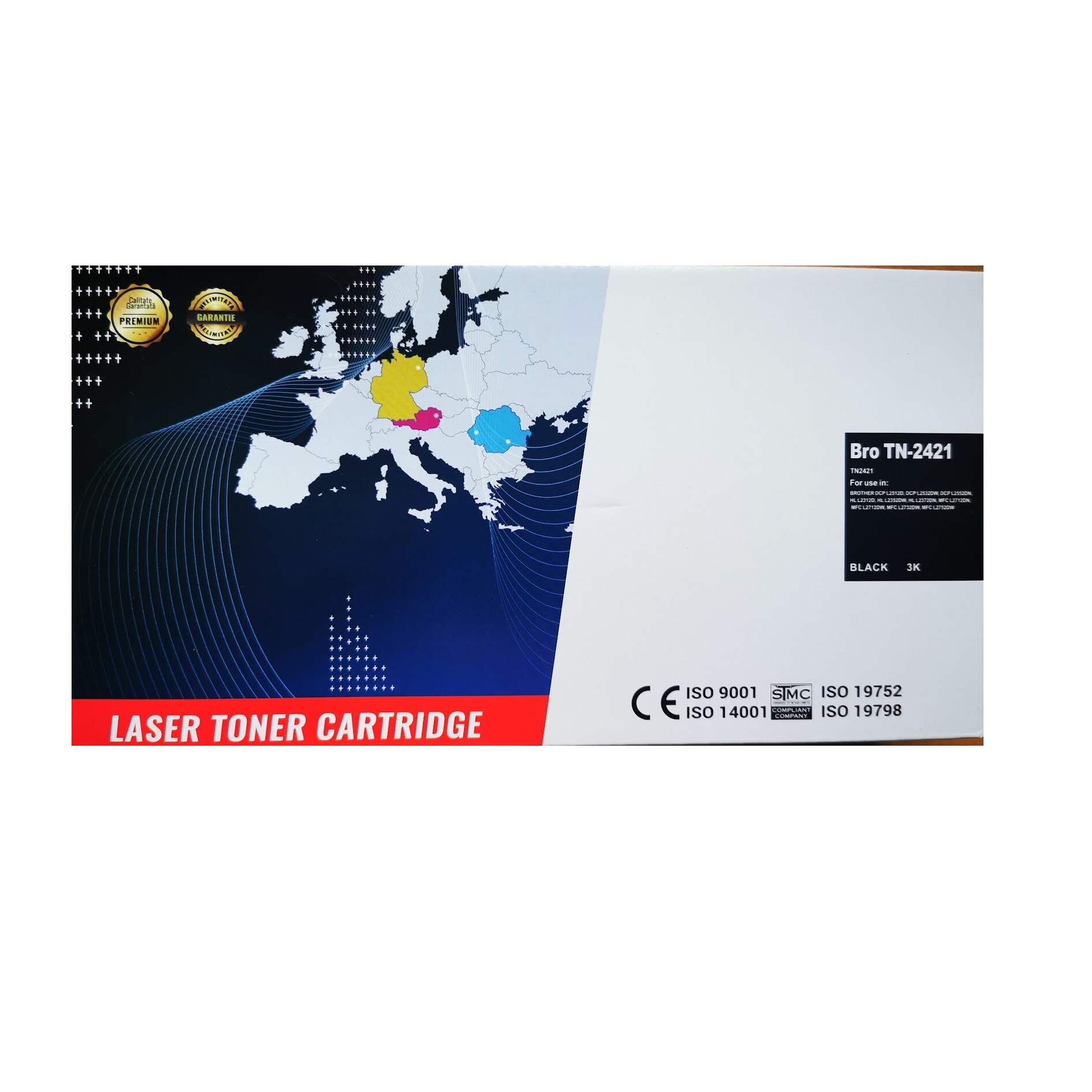 Cartus Toner, Compatibil Brother TN2421, Randament pagini 3000, Black/Negru