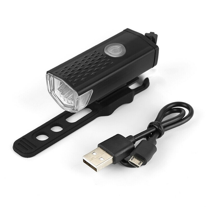 Kerékpár fényszóró, Ranpo, USB, 300, Fekete