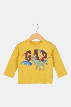 GAP, Bluza din bumbac cu imprimeu logo si grafic, Ocru/Rosu Bordeaux GAP, Bluza din bumbac cu imprimeu logo si grafic, Ocru/Rosu Bordeaux