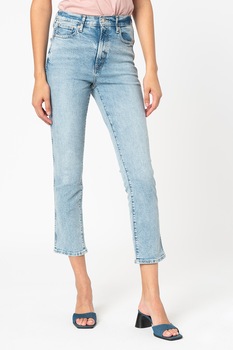 GAP, Blugi crop slim fit cu talie inalta, Albastru pastel/Albastru indigo GAP, Blugi crop slim fit cu talie inalta, Albastru pastel/Albastru indigo