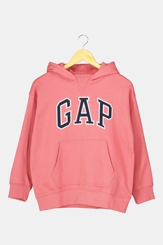 GAP, Hanorac cu logo si buzunar kangaroo, Roz/Alb/Bleumarin GAP, Hanorac cu logo si buzunar kangaroo, Roz/Alb/Bleumarin