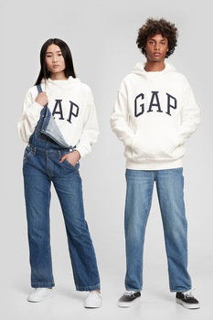 GAP, Hanorac cu logo si buzunar kangaroo, Alb GAP, Hanorac cu logo si buzunar kangaroo, Alb