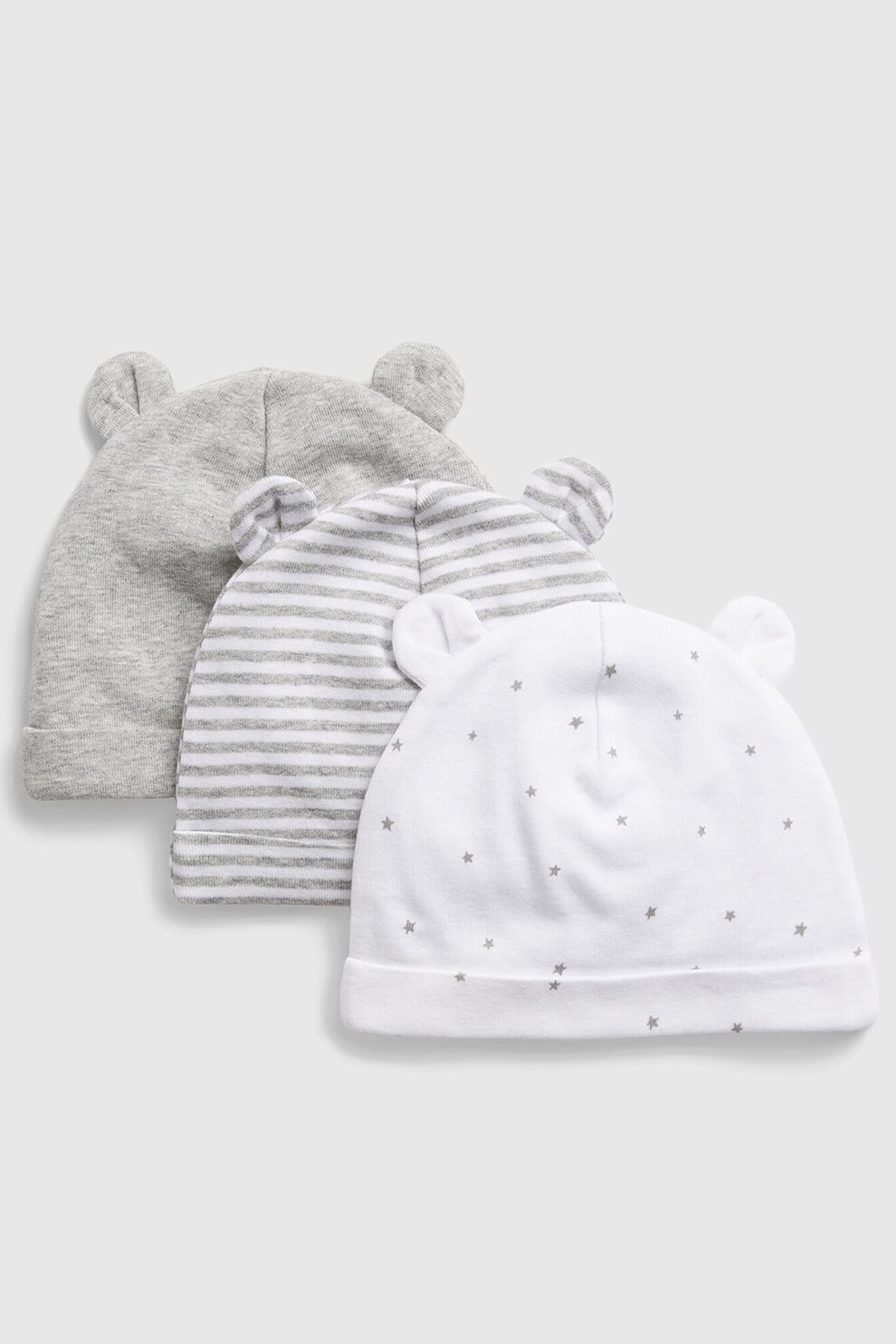 GAP, Set de caciuli cu aplicatii cu urechi- 3 perechi, alb, gri melange