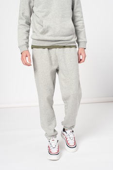 GAP, Pantaloni sport din amestec de bumbac cu croiala conica, Gri melange GAP, Pantaloni sport din amestec de bumbac cu croiala conica, Gri melange