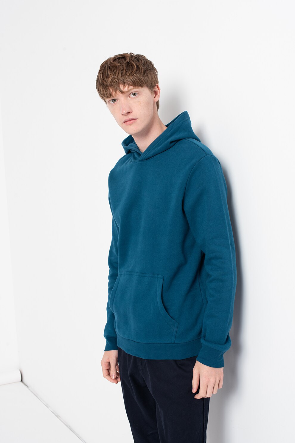 GAP, Hanorac din amestec de bumbac cu buzunar kangaroo, Albastru petrol