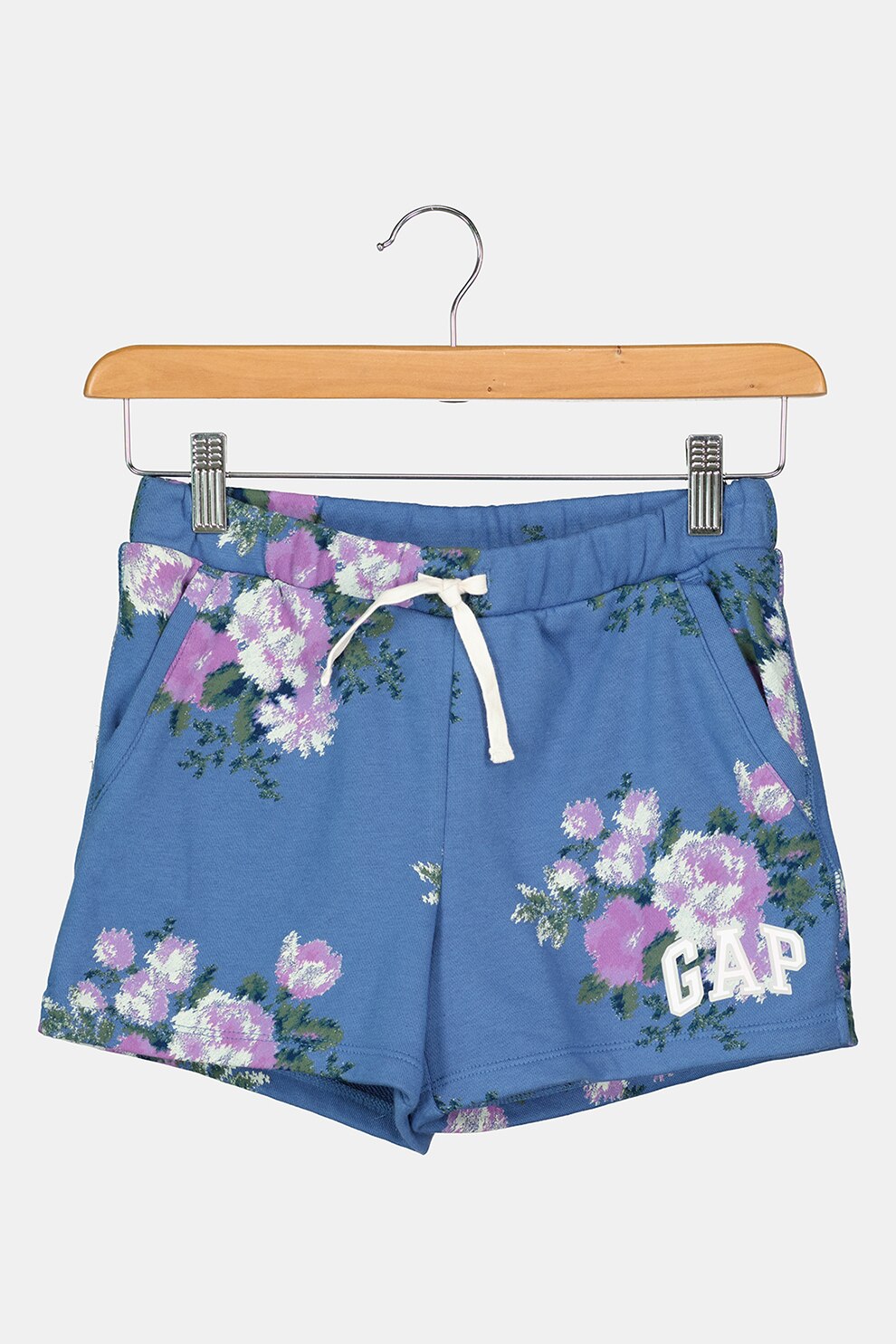 GAP, Pantaloni scurti cu imprimeu si snur de ajustare in talie, Albastru inchis/Roz