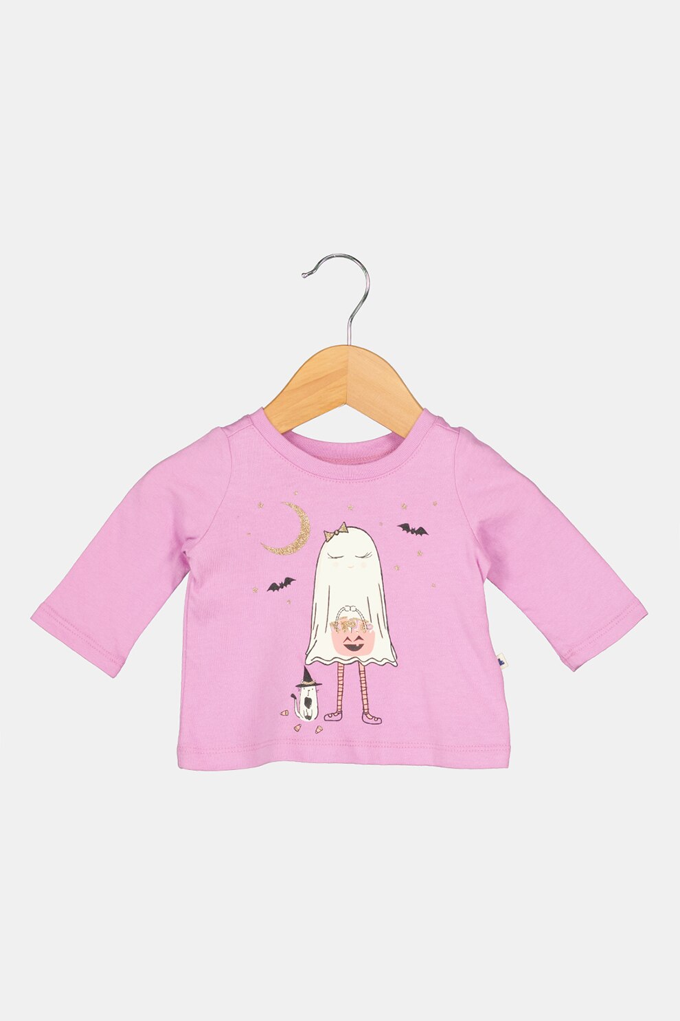 GAP, Bluza din bumbac cu imprimeu grafic, Roz prafuit/Auriu