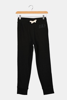 GAP, Pantaloni sport din amestec de bumbac cu snur de ajustare in talie, Negru, 140 CM GAP, Pantaloni sport din amestec de bumbac cu snur de ajustare in talie, Negru, 140 CM